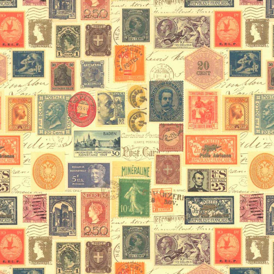 Vintage Stamps Collage Italian Paper ~ Kartos Italy